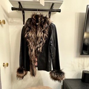 Paolo Santino leather and fur jacket Size 6